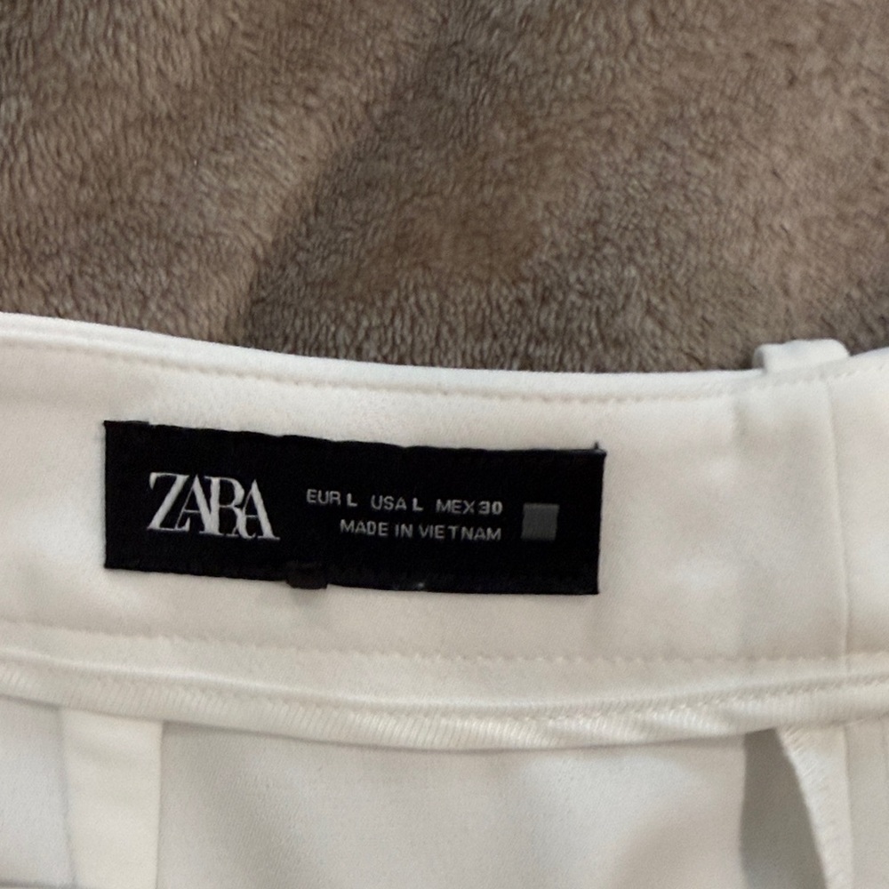 Zara HIGH WAIST WIDE LEG PANTS OYSTER-WHITE - Picture 5 of 5